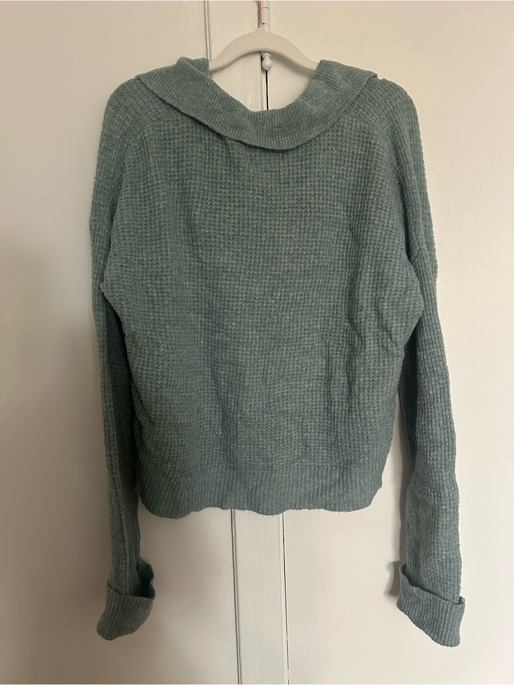 William Rast Sage Green V-Neck Collared Knit Sweater - Picture 3 of 4